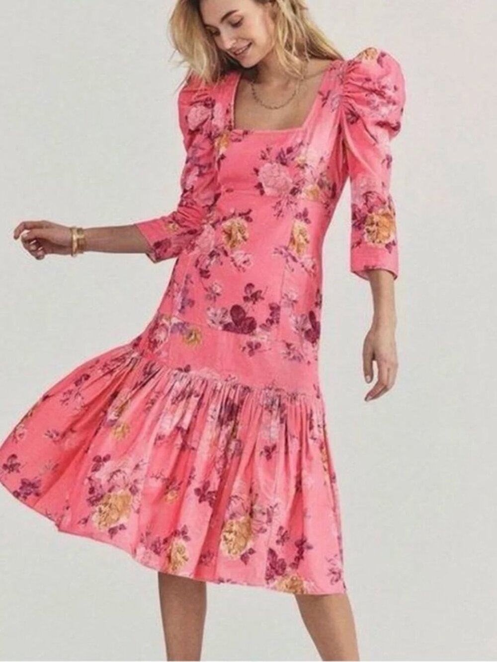 LoveShackFancy Ellington Midi Dress Floral Corduroy // size 6